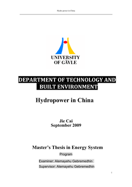 Hydropower in China