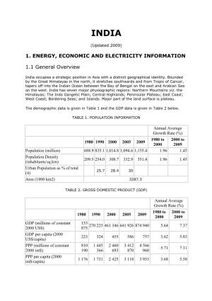 1. Energy, Economic and Electricity Information 1.1