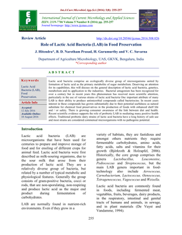 Role of Lactic Acid Bacteria (LAB) in Food Preservation