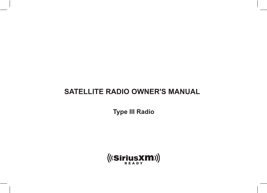 Satellite Radio Owner's Manual