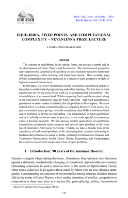 Equilibria, Fixed Points, and Computational Complexity – Nevanlinna Prize Lecture