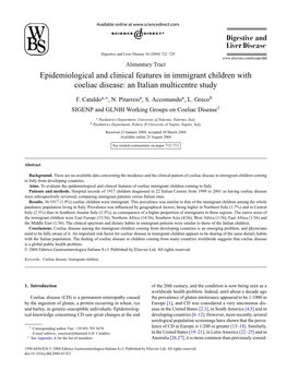 Epidemiological and Clinical Features in Immigrant Children with Coeliac Disease: an Italian Multicentre Study