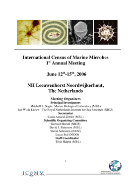 International Census of Marine Microbes 1St Annual Meeting June