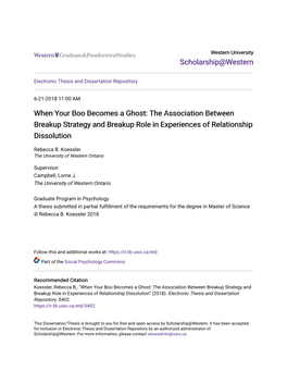 When Your Boo Becomes a Ghost: the Association Between Breakup Strategy and Breakup Role in Experiences of Relationship Dissolution