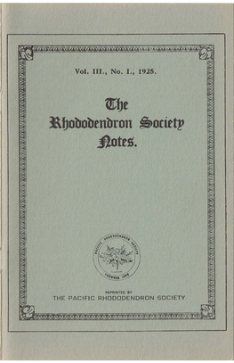 Rhododendron Society Notes Vol III.I 1925 for WEBSITE