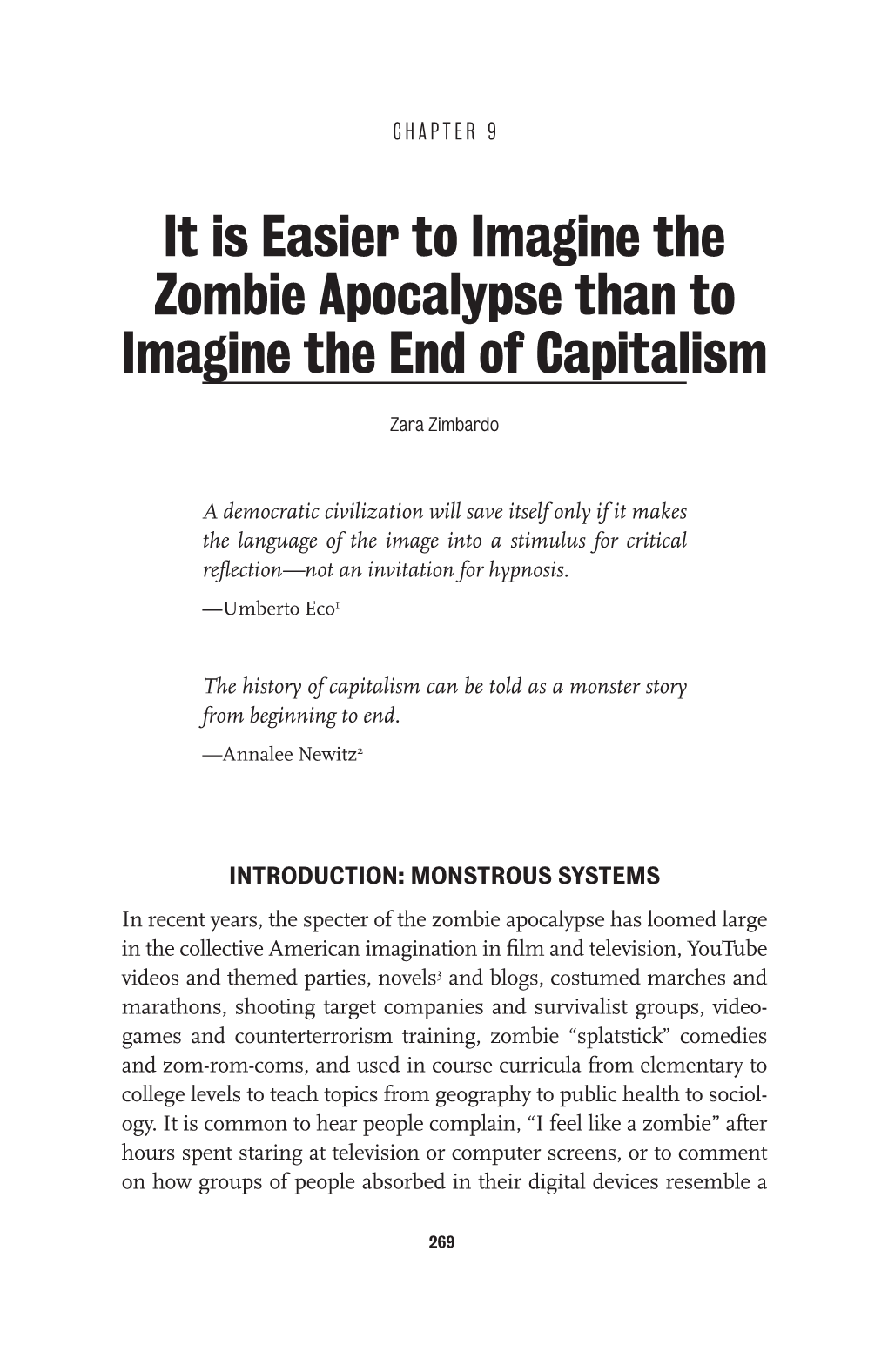 It Is Easier to Imagine the Zombie Apocalypse Than to Imagine the End of Capitalism