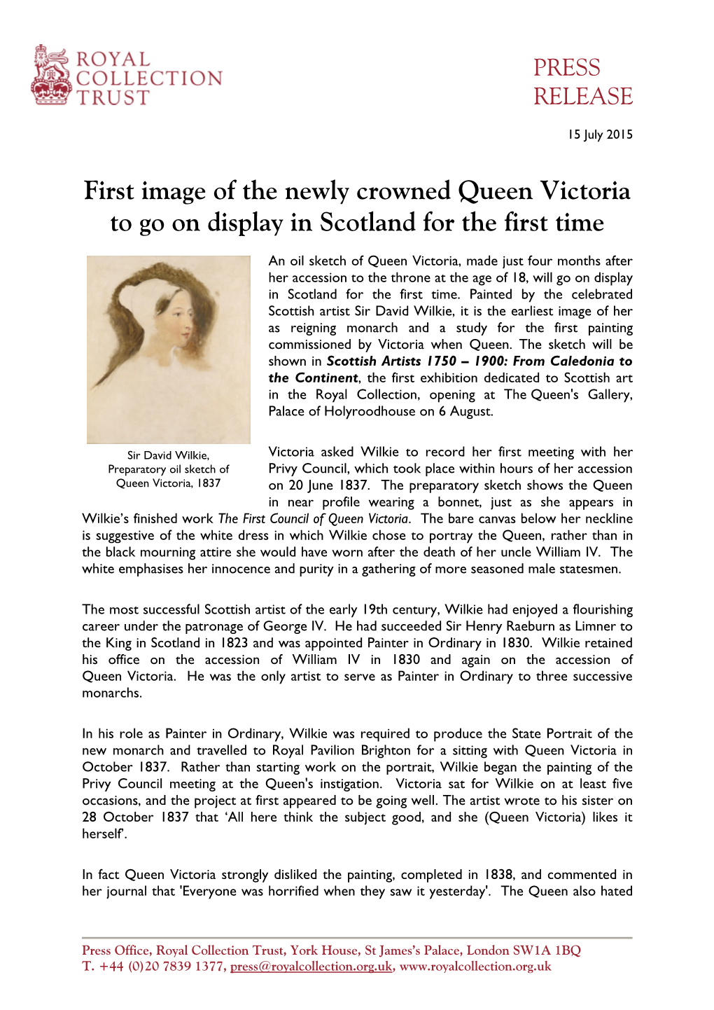 First Image of the Newly Crowned Queen Victoria to Go on Display in Scotland for the First Time