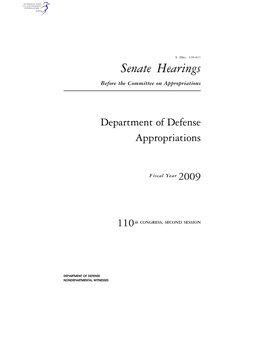 Senate Hearings Before the Committee on Appropriations