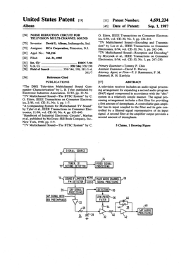 United States Patent [191 [11] Patent Number: 4,691,234 Albean [45] Date of Patent: Sep