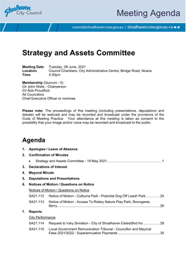 Agenda of Strategy and Assets Committee