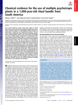 Chemical Evidence for the Use of Multiple Psychotropic Plants in a 1,000-Year-Old Ritual Bundle from SEE COMMENTARY South America