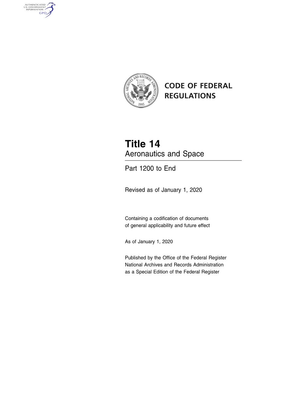 Title 14 Aeronautics and Space Part 1200 to End