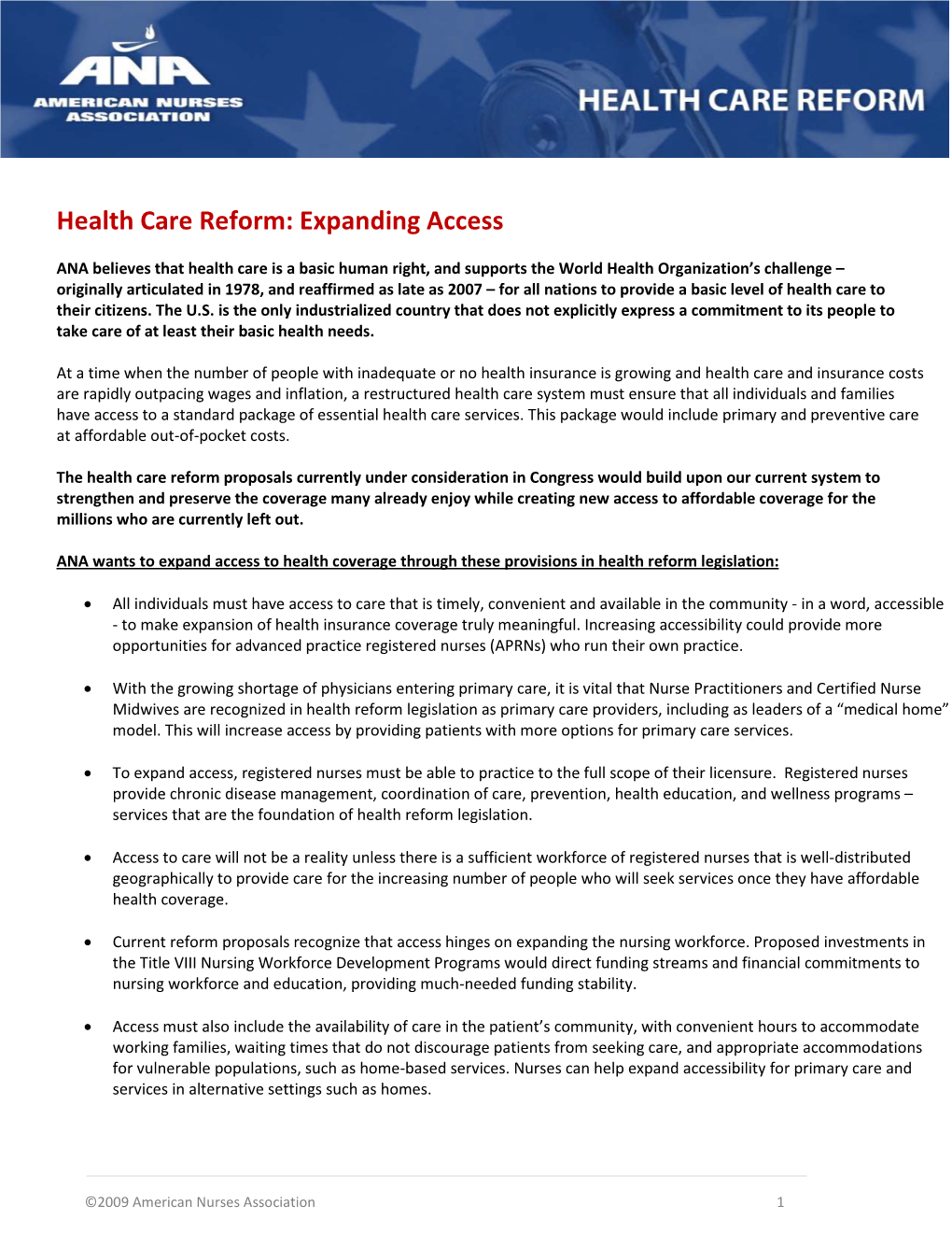 Health Care Reform: Expanding Access