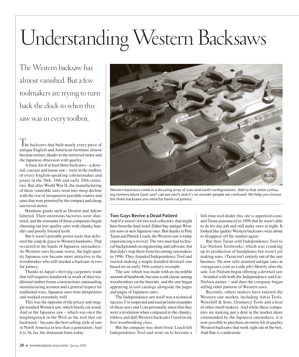 Understanding Western Backsaws