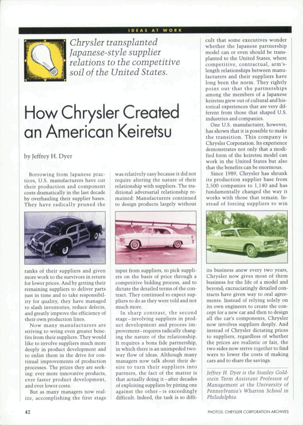 How Chrysler Created an American Keiretsu