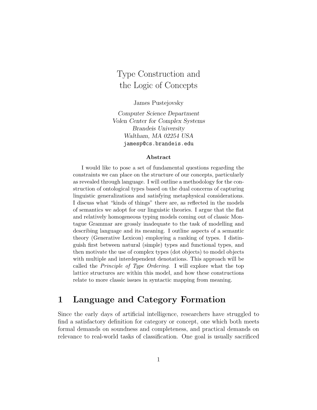 Type Construction and the Logic of Concepts