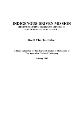 Indigenous-Driven Mission Reconstructing Religious Change in Sixteenth-Century Maluku