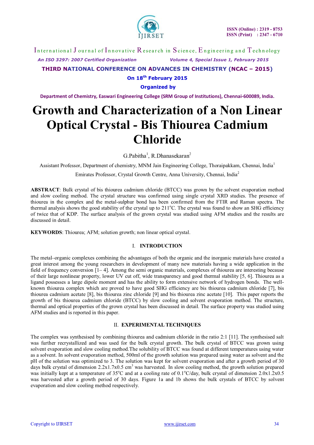 Bis Thiourea Cadmium Chloride