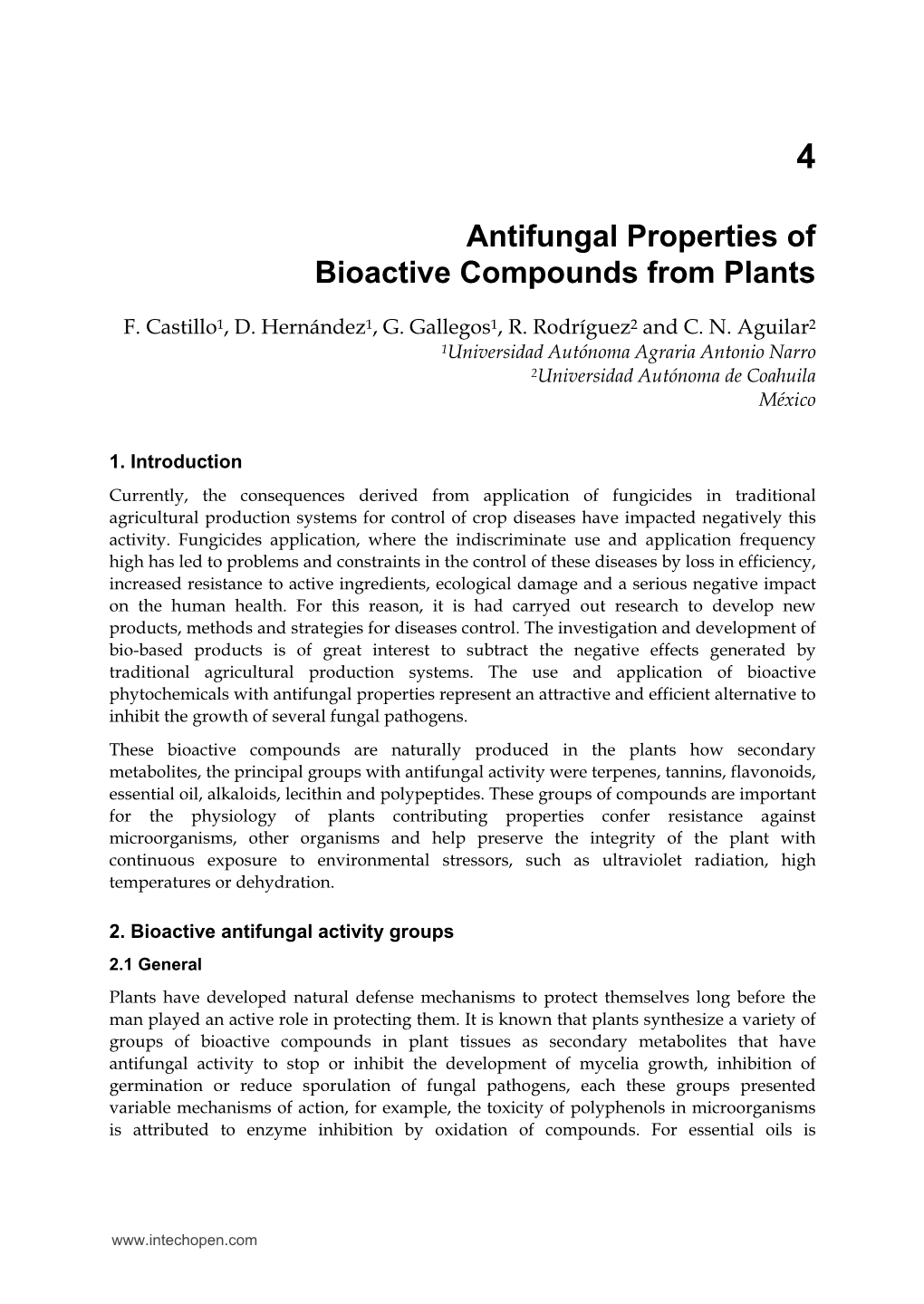 Antifungal Properties of Bioactive Compounds from Plants