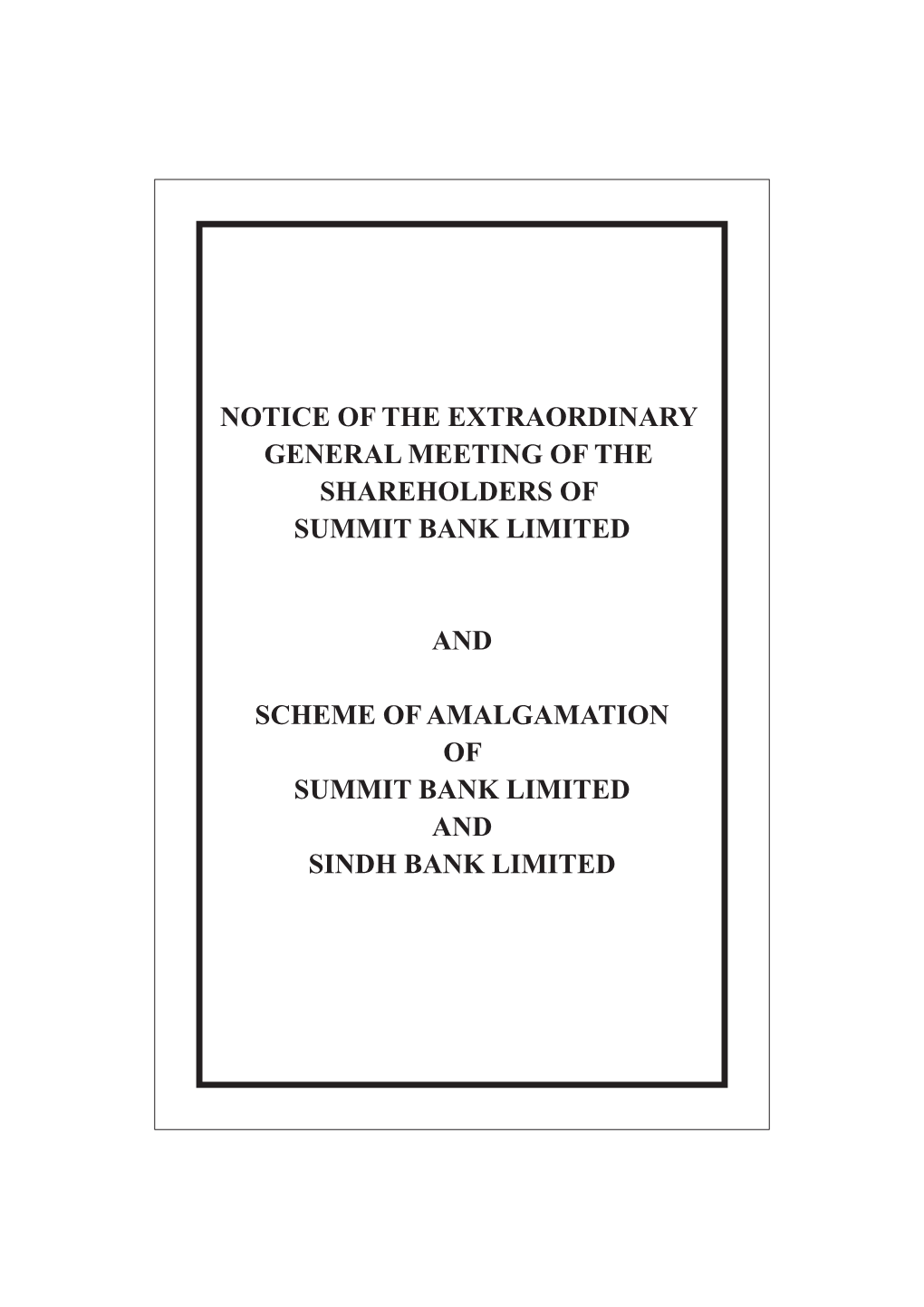 Scheme of Amalgamation 2018 (Summit Bank)