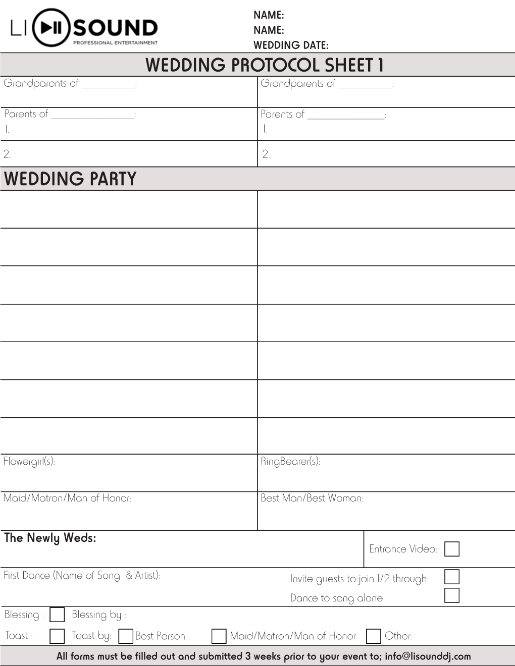 Download Wedding Forms