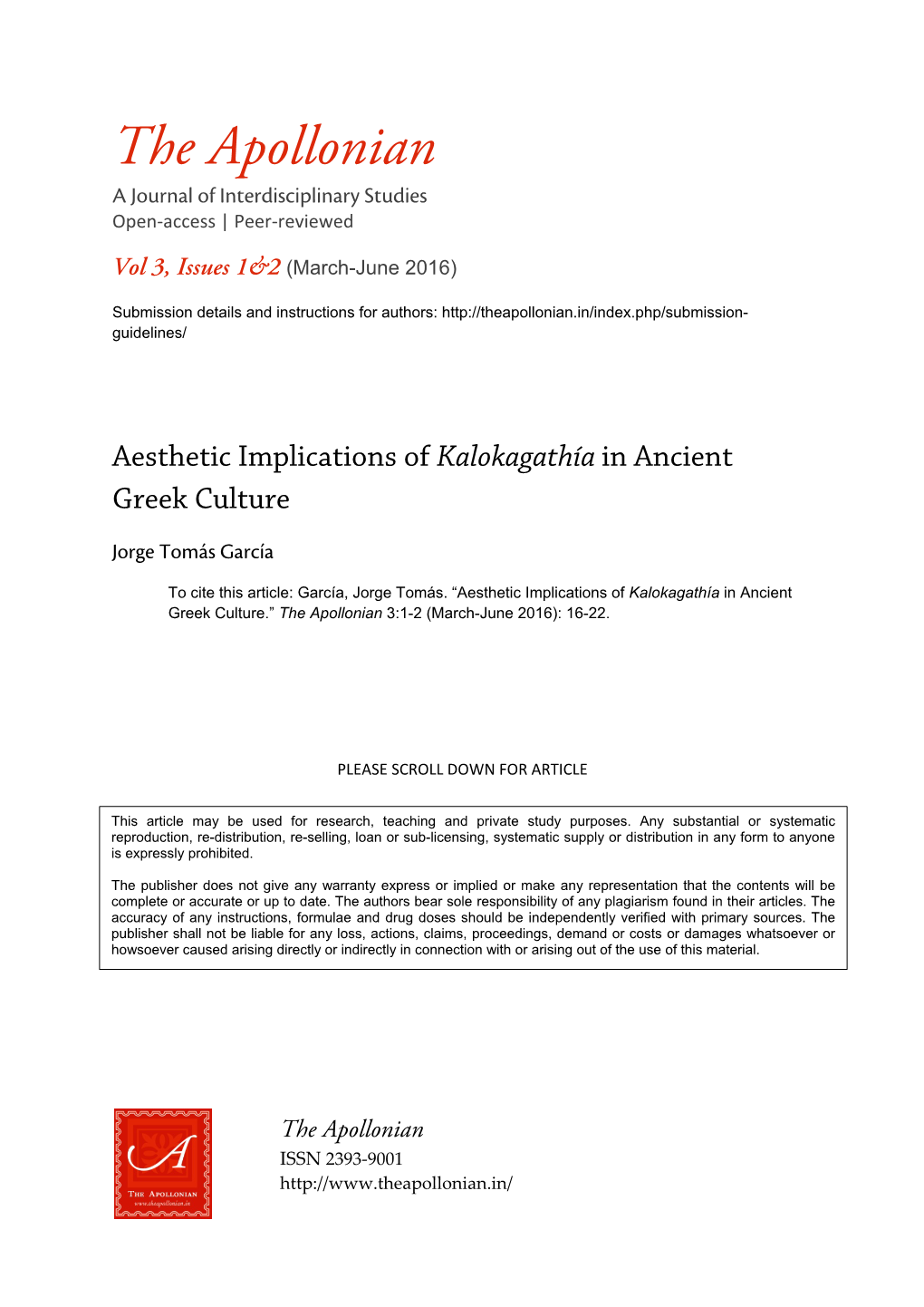 Kalokagathía in Ancient Greek Culture