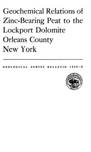 Geochemical Relations of Zinc-Bearing Peat to the Lockport Dolomite Orleans County New York