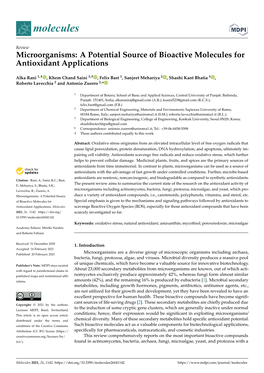 Microorganisms: a Potential Source of Bioactive Molecules for Antioxidant Applications