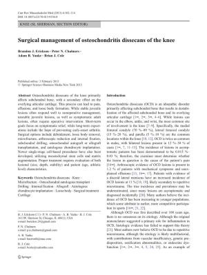 Surgical Management of Osteochondritis Dissecans of the Knee