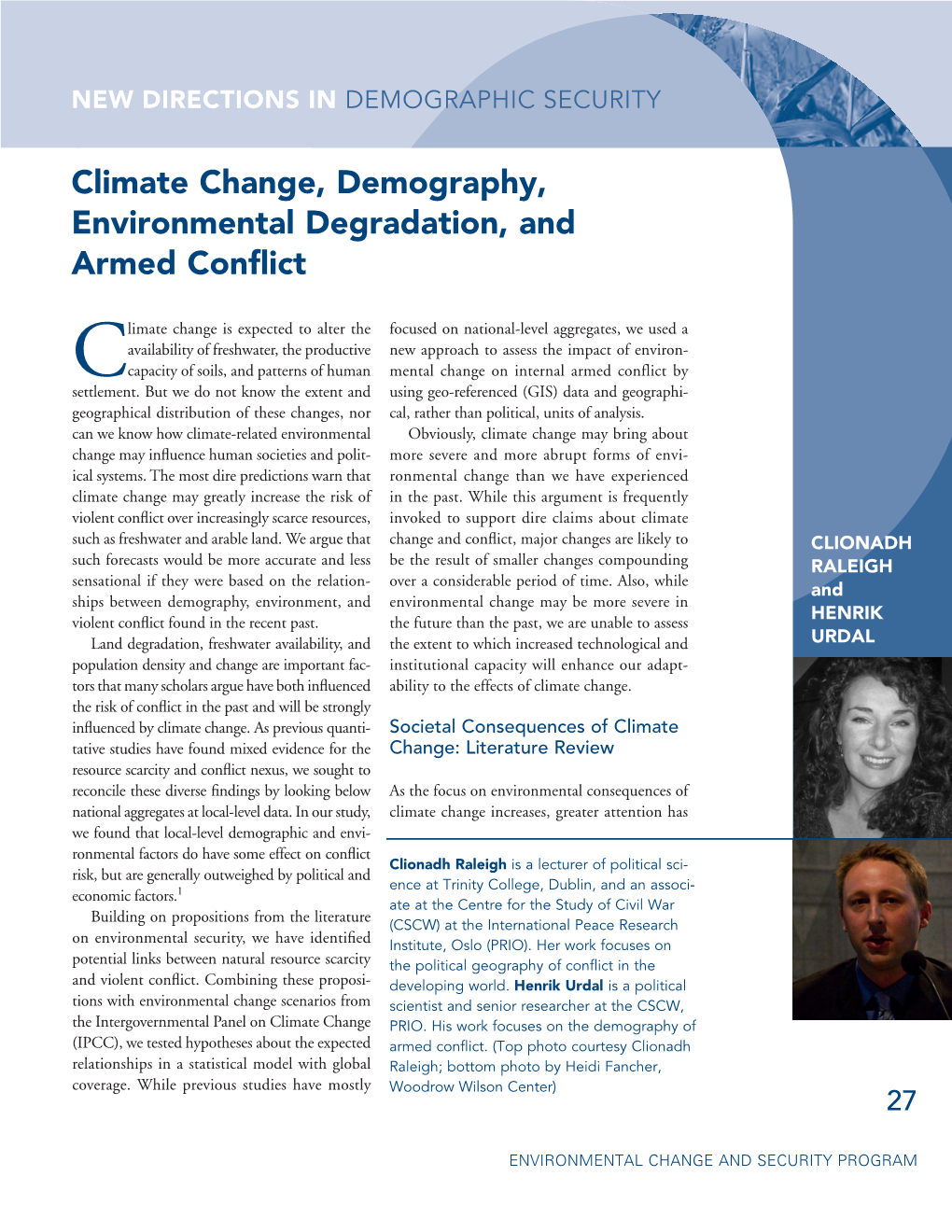 Climate Change, Demography, Environmental Degradation, and Armed Conflict