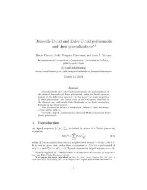 Bernoulli-Dunkl and Euler-Dunkl Polynomials and Their Generalizations∗,†