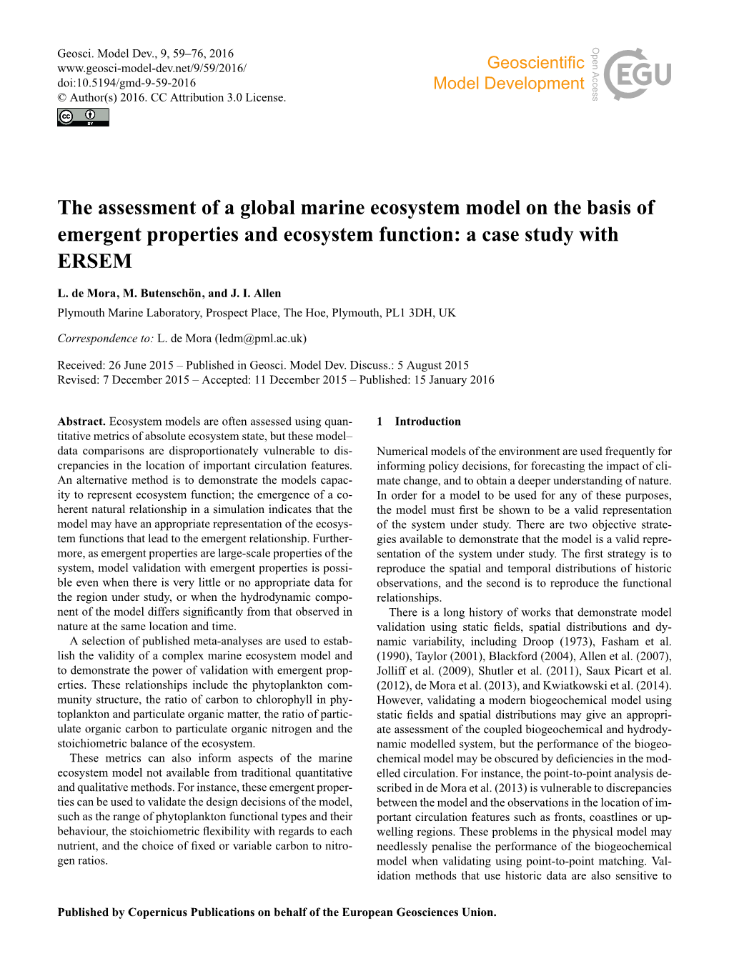 The Assessment of a Global Marine Ecosystem Model on the Basis of Emergent Properties and Ecosystem Function: a Case Study with ERSEM