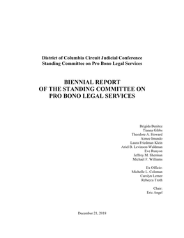 Biennial Report of the Standing Committee on Pro Bono Legal Services
