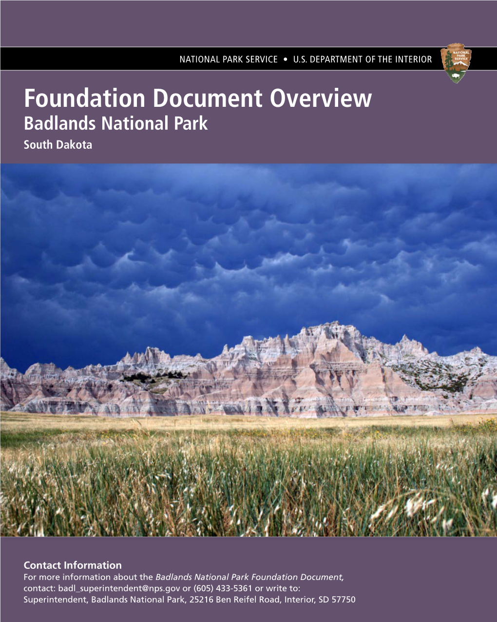 Foundation Document Overview, Badlands National Park, South