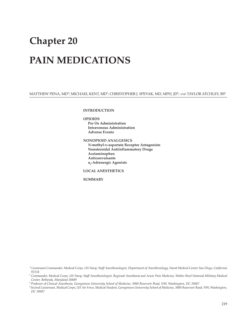 Chapter 20 PAIN MEDICATIONS