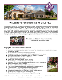 Welcome to Four Seasons at Gold Hill