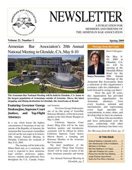 Newslettera Publication for 1989 Members and Friends of the Armenian Bar Association
