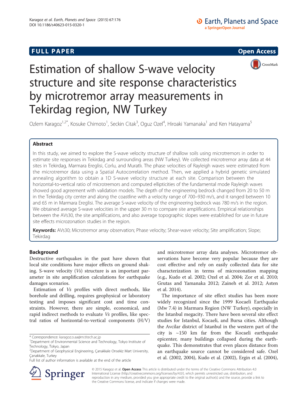 Estimation of Shallow S-Wave Velocity Structure and Site Response