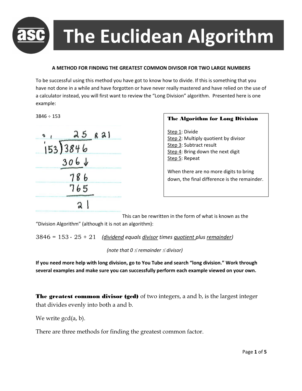 The Euclidean Algorithm