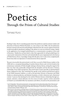 Poetics Through the Prism of Cultural Studies