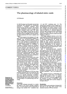 The Pharmacology of Inhaled Nitric Oxide