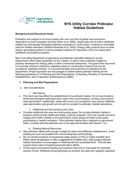 NYS Utility Corridor Pollinator Habitat Guidelines