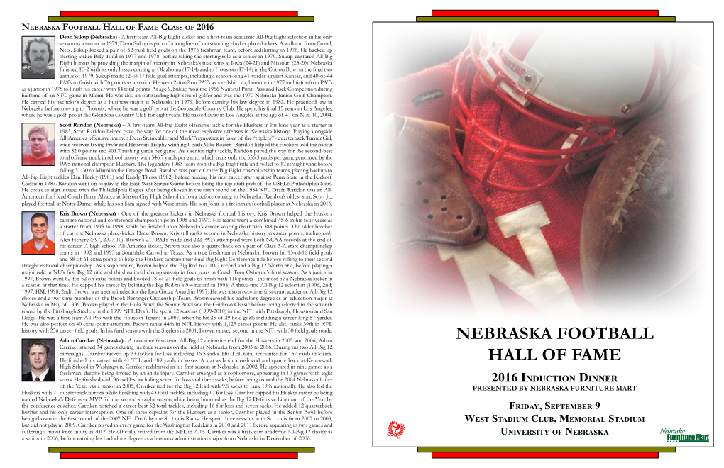 Nebraska Football Hall of Fame