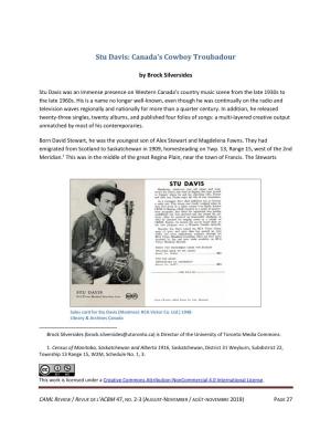 Stu Davis: Canada's Cowboy Troubadour