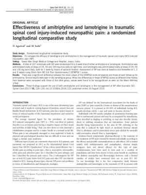 Effectiveness of Amitriptyline and Lamotrigine in Traumatic Spinal Cord Injury-Induced Neuropathic Pain: a Randomized Longitudinal Comparative Study