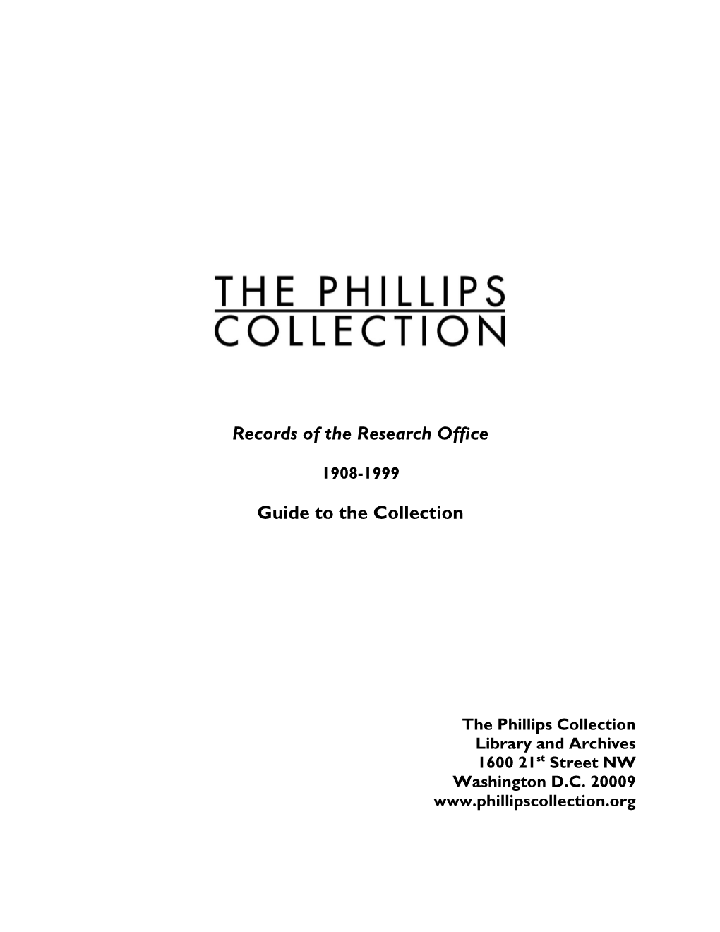 Guide to the Records of the Research Office