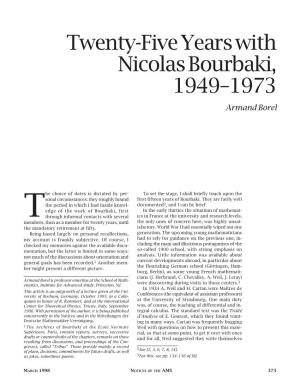Twenty-Five Years with Nicolas Bourbaki, 1949-1973
