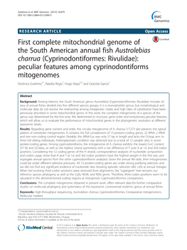 First Complete Mitochondrial Genome of the South American Annual Fish