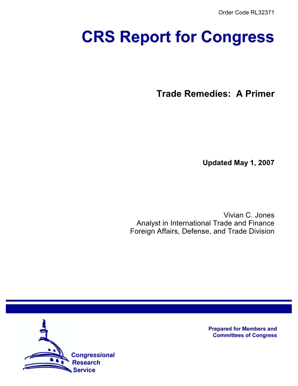 Trade Remedies: a Primer