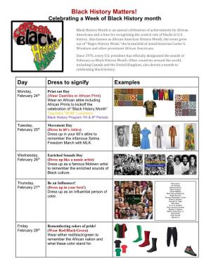 Black History Matters! Celebrating a Week of Black History Month